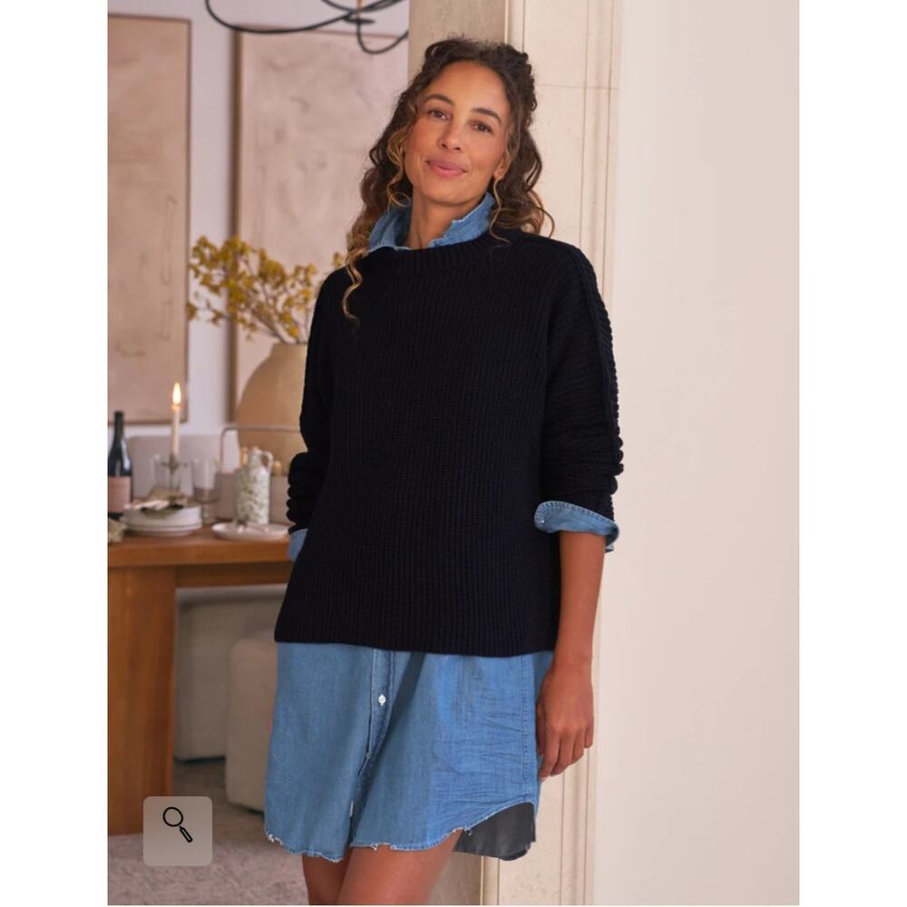Frank & Eileen Navy Marine Montecito Classic Pullover Sweater Knit Size Medium